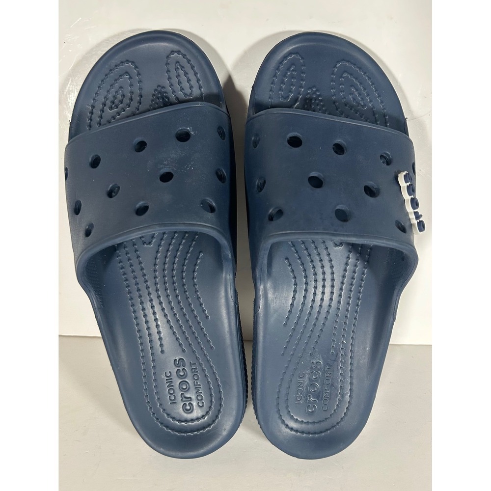 Crocs Classic Slide Navy Blue Mens 11 Water Friendly Comfort Sandals 206121 - Picture 4 of 7